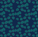 Pattern of green leaves with white dots on a blue background