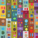 Colorful patterned fabric with geometric shapes