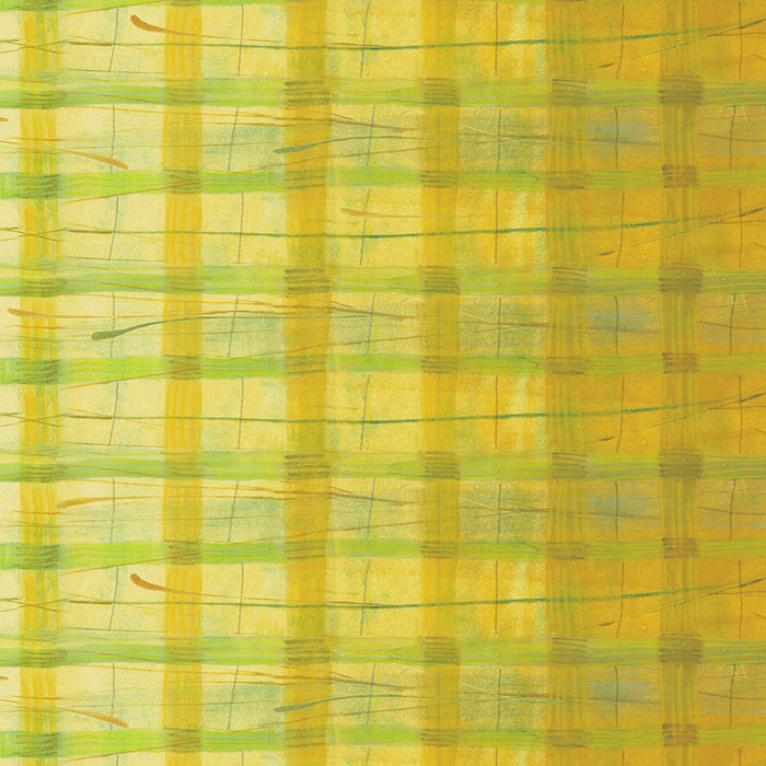 Abstract pattern of green and yellow horizontal lines on a textured background