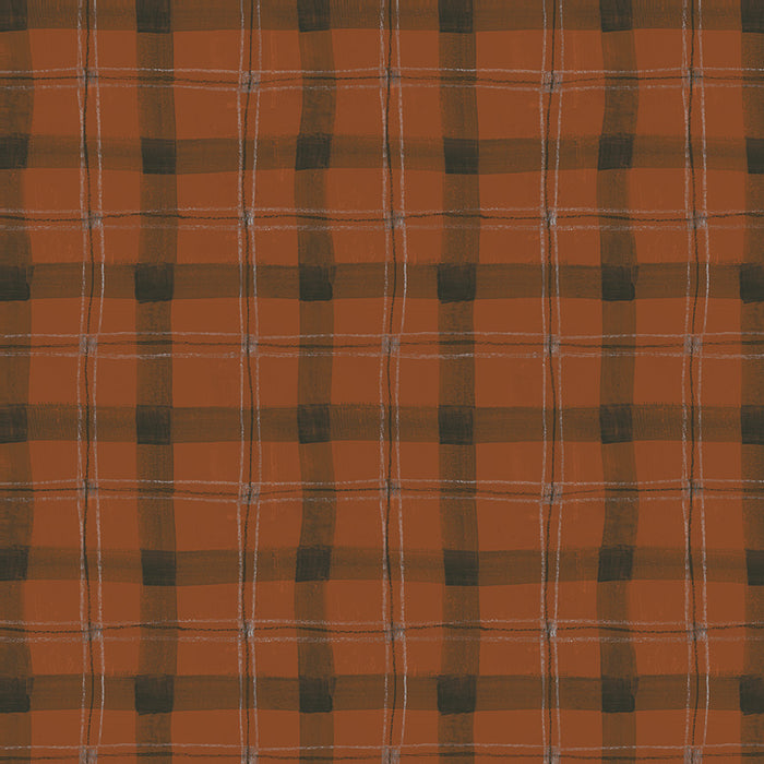 Plaid pattern with alternating orange and green squares