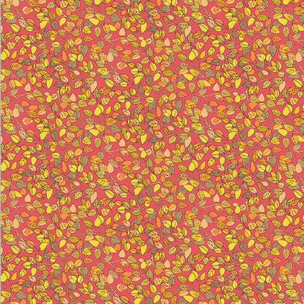 Pattern of autumn leaves on a red background