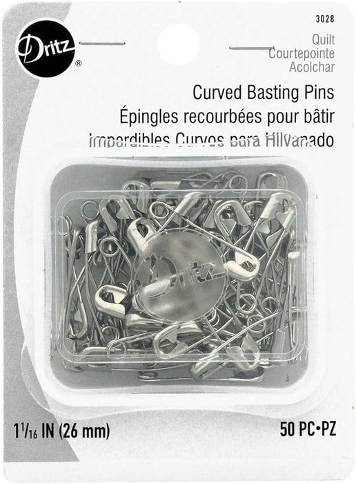 Dritz Curved Safety Pins for basting - Size 1 - 1 1/16" 50 count