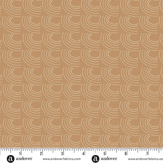 Brown fabric with white cross pattern and Andover Fabrics logo at the bottom.