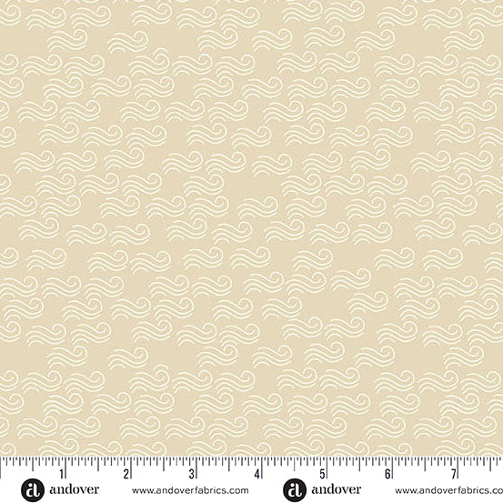 Coral geometric pattern fabric with a ruler at the bottom