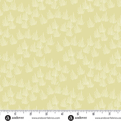 Fabric pattern with small geometric design on a light background, featuring Andover Fabrics logo.