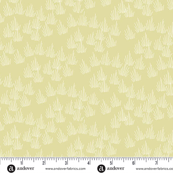 Fabric pattern with small geometric design on a light background, featuring Andover Fabrics logo.