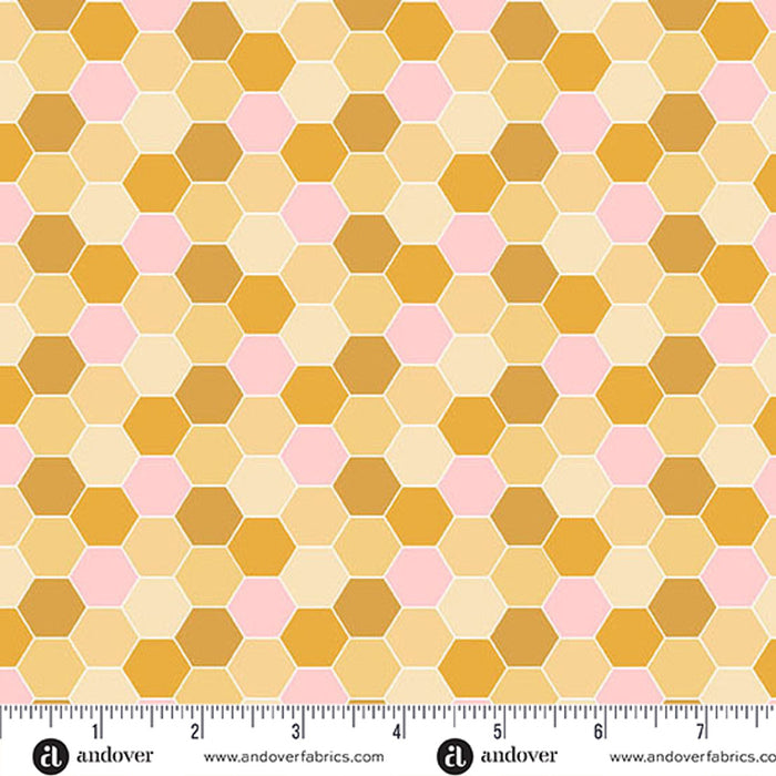 Sunset Cottage by Stephanie Organes - Hexie Blossom in Yellow