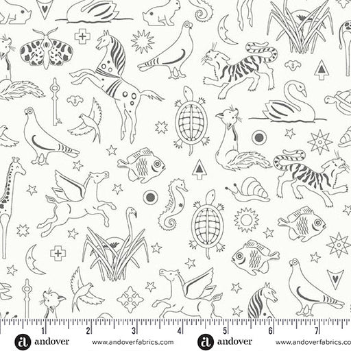 Pattern of black line drawings on a white background with a ruler at the bottom.