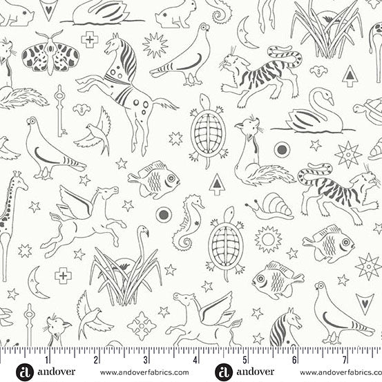 Pattern of black line drawings on a white background with a ruler at the bottom.