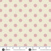 Fabric with pink polka dots on a beige background, featuring Andover Fabrics branding.