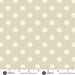 Fabric with white polka dots on a beige background, featuring Andover Fabrics branding.