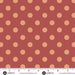 Fabric with a red background and beige polka dots, featuring Andover Fabrics branding.