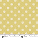 Fabric with white polka dots on a yellow background, featuring Andover Fabrics branding.