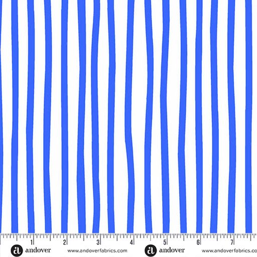 Blue vertical stripes on a white background with a ruler for scale.