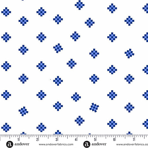 Blue star pattern on a white background with a ruler at the bottom for scale.