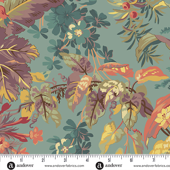 108" Quilt Back - Botanic Beauties by Laundry Basket Quilts - Foliage in Teal