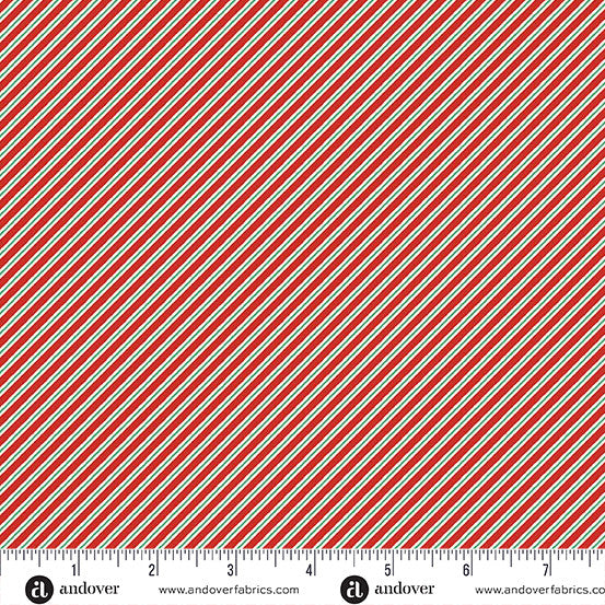 close up of red and green diagaonally striped fabric