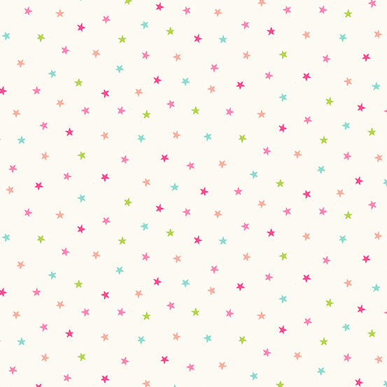 Makower Stars - Pink on White