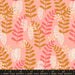 Fabric swatch with leaf pattern on a pink background, featuring Ruby Star Society label.