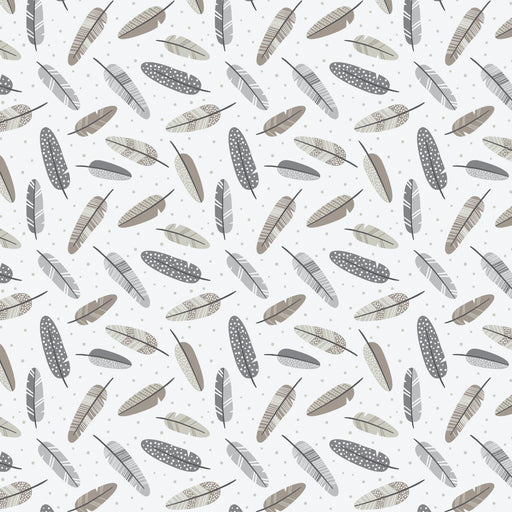 Camelot Fabrics - Woodland Wonders - Aztex Woodland Feathers in Off White