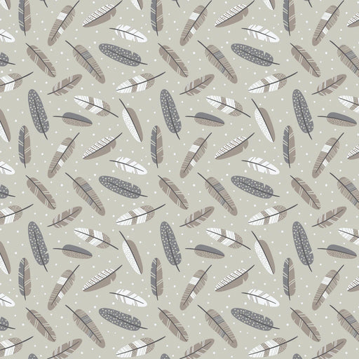 Camelot Fabrics - Woodland Wonders - Aztex Woodland Feathers in Light Taupe