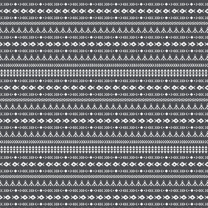 Camelot Fabrics - Woodland Wonders - Aztex Woodland Symbols in Charcoal