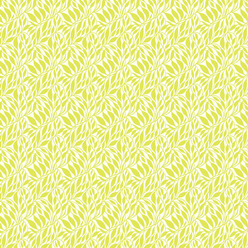 Pattern of white leaves on a yellow background