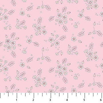 Floral pattern on a pink background with a ruler at the bottom.