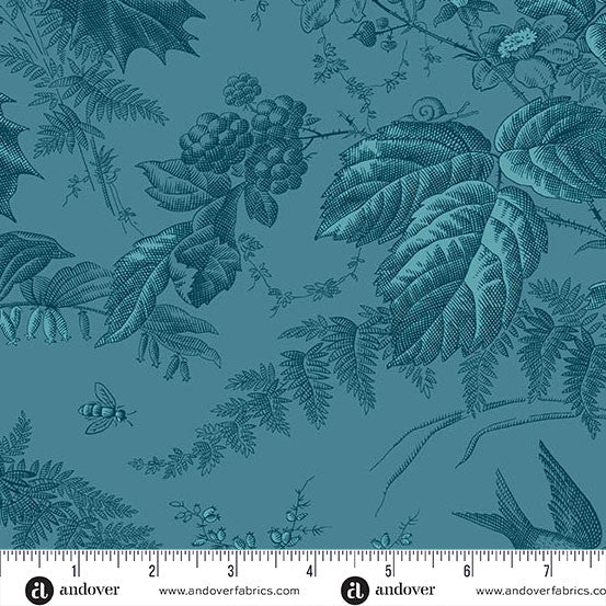 Secret Stash Favorites, Blue Willow by Laundry Basket Quilts - Vermont in Teal