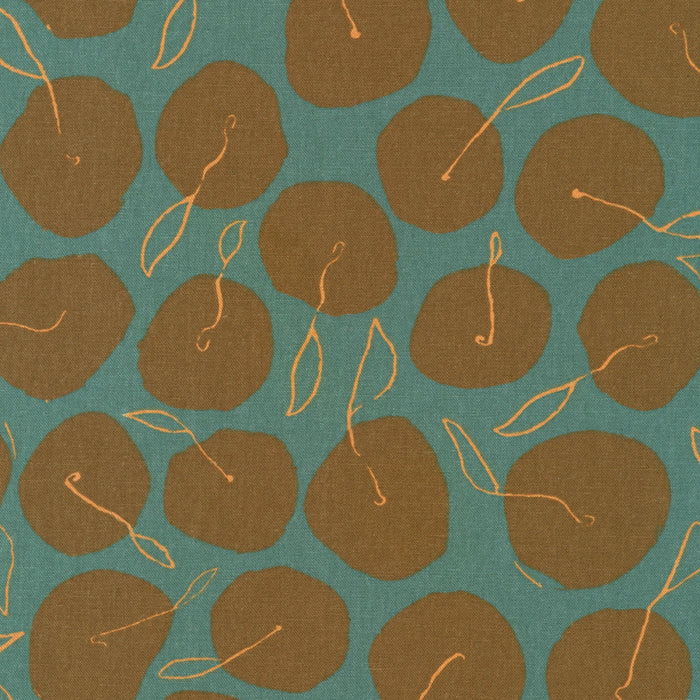 Anna Graham - Orchard Run Cotton Flax Print - Fruit in Ocean