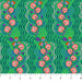 Colorful floral pattern on a green background