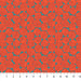 Pattern of orange roses on a red background with a ruler at the bottom.