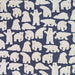 close up of fabric with white polar bears in different positions on a dark blue background