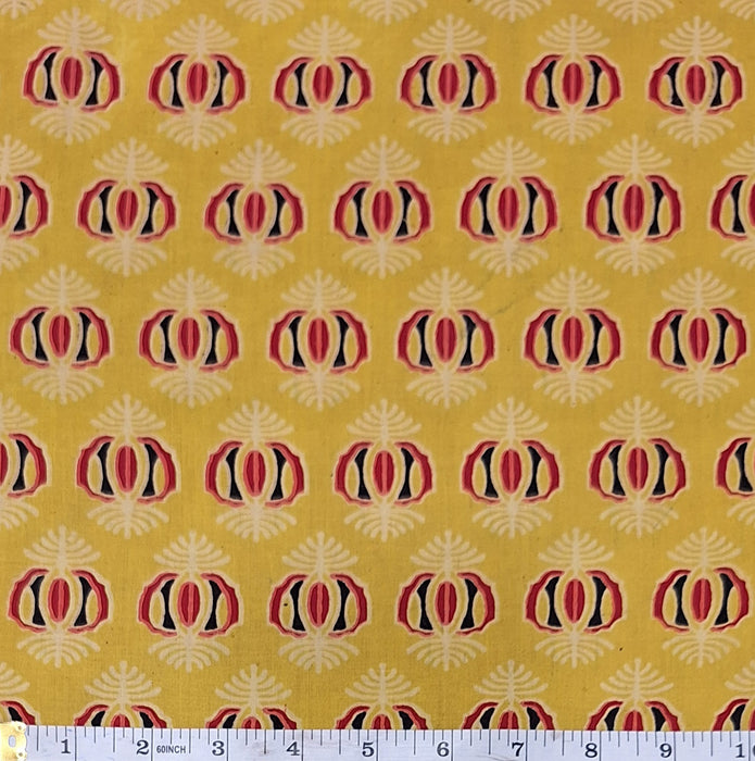 Indian Cotton 2025 - Jaipur Block Printed Cotton - Pomegranates n Mustard