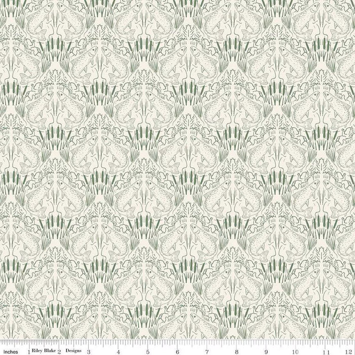Patterned fabric with a grid of geometric shapes on a neutral background