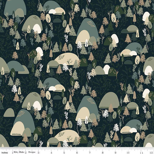 Riley Blake - Let's Wander by Casey Cometti - Mountain Music in Navy