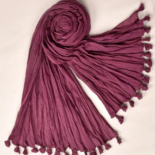 Indian cotton Dupatta - solid "crushed" - Plum