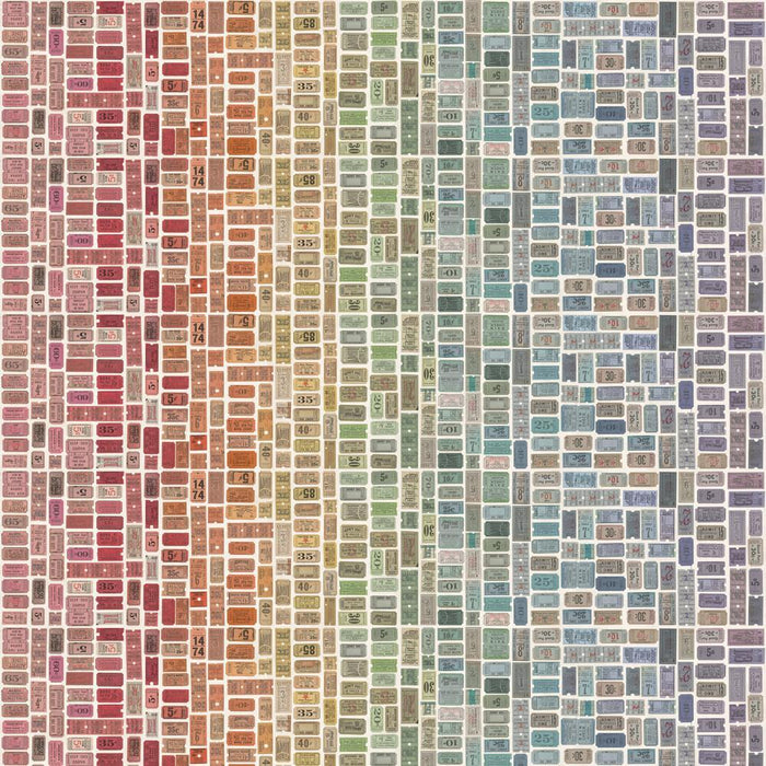 Patterned wallpaper with small square tiles in various colors