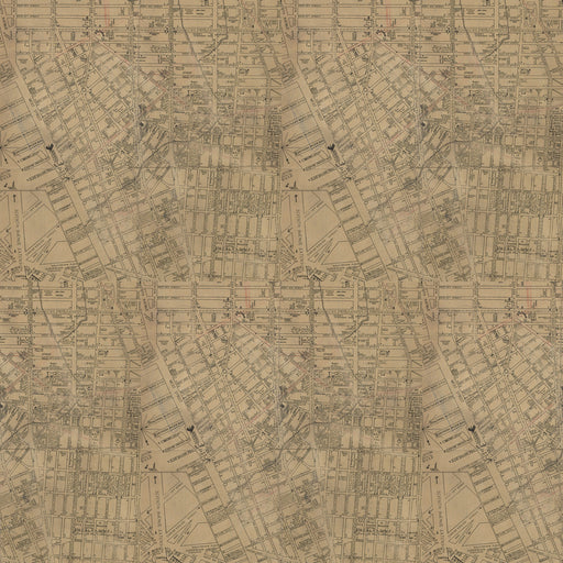 Brown paper with printed text and lines resembling a map or document.