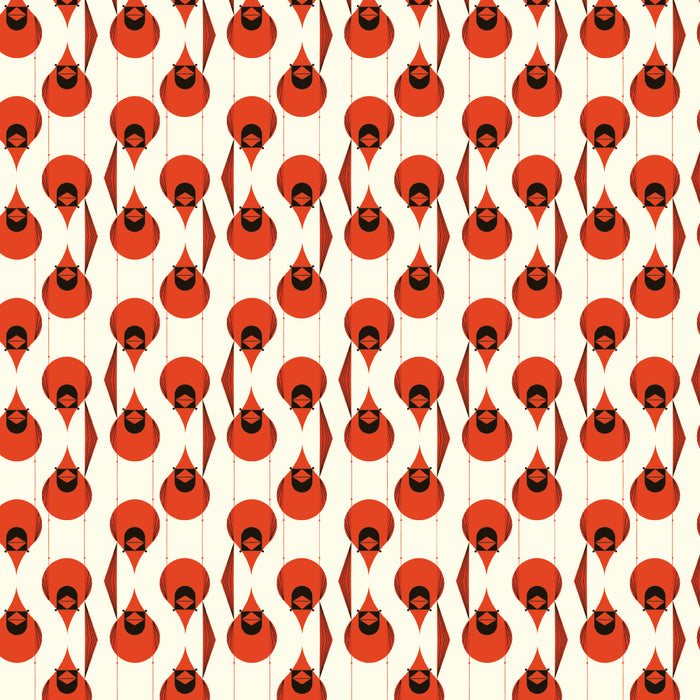 Charley Harper Organic Cotton Canvas - Cardinal Stagger 