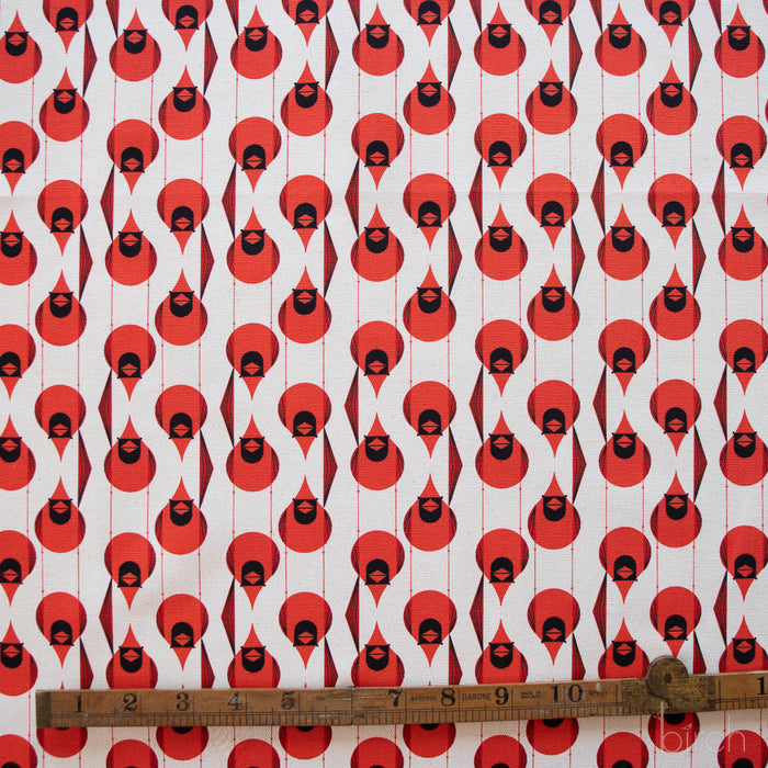 Charley Harper Organic Cotton Canvas - Cardinal Stagger