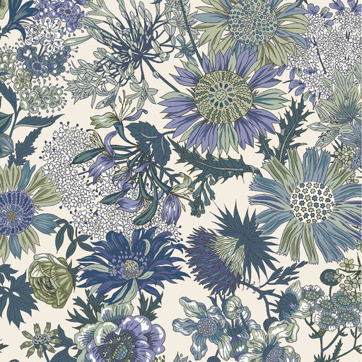 Cosmo Botanist Cotton Lawn - Larger Floral Print in Cornflower