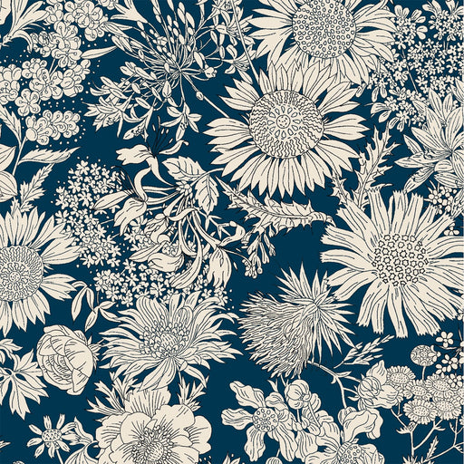 Cosmo Botanist Cotton Lawn - Larger Floral Print in Nightshade