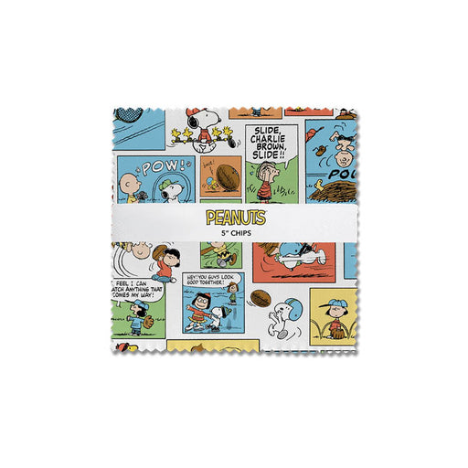 Peanuts characters printed on 5" square pieces of fabric