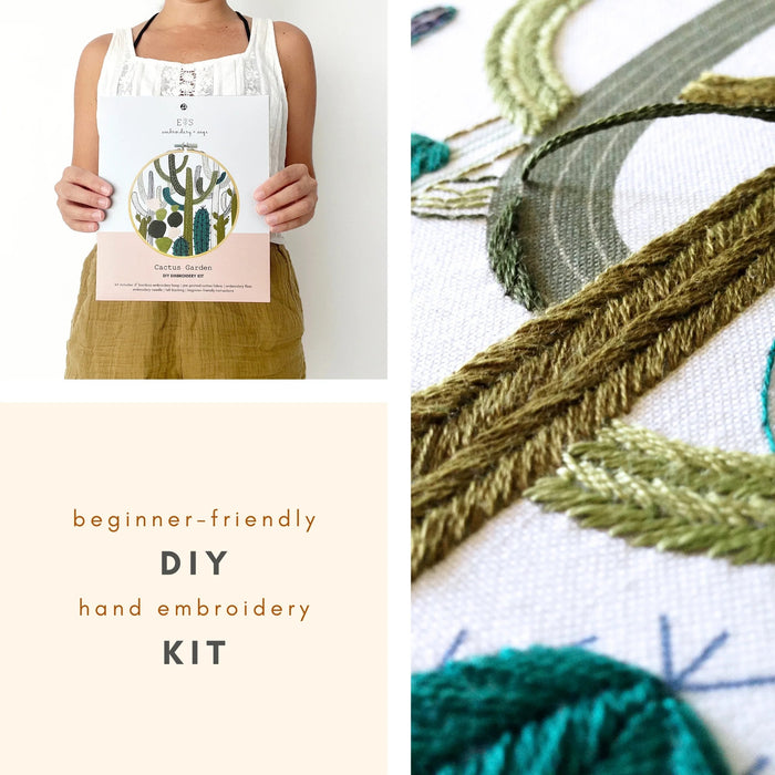Embroidery and Sage Embroidery Kit - Cactus Garden