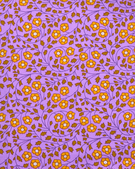 Floral pattern with orange flowers on a purple background