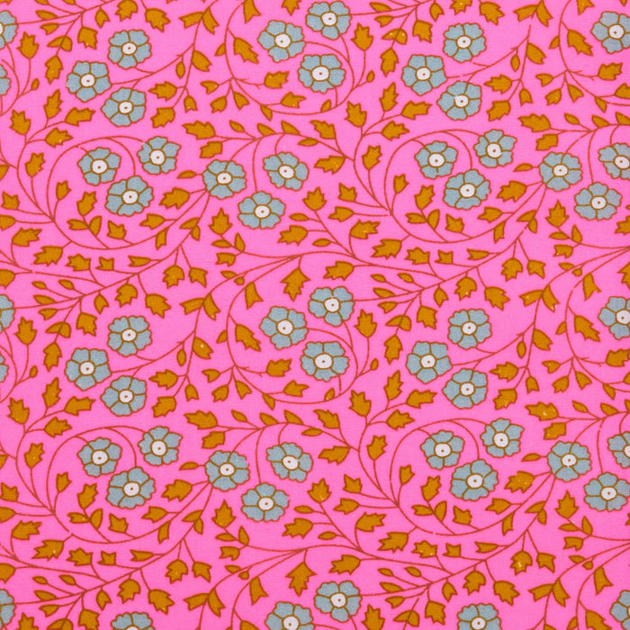 Floral patterned fabric with pink background