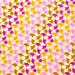 Patterned paper with star and circle shapes in pink, yellow, and brown on a beige background