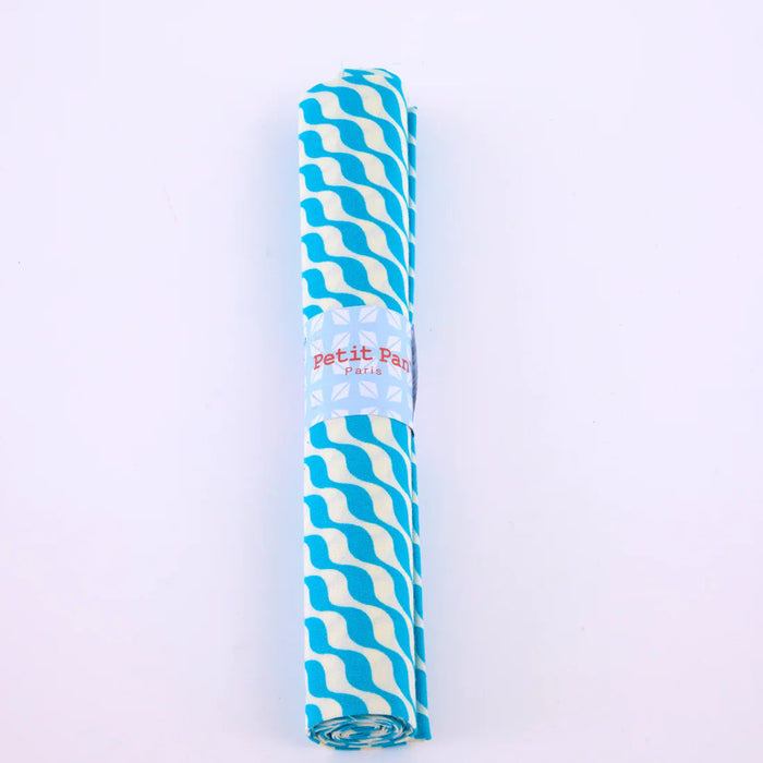 Blue wavy paper straw on a white background