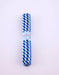 Roll of blue and white striped paper on a light purple background